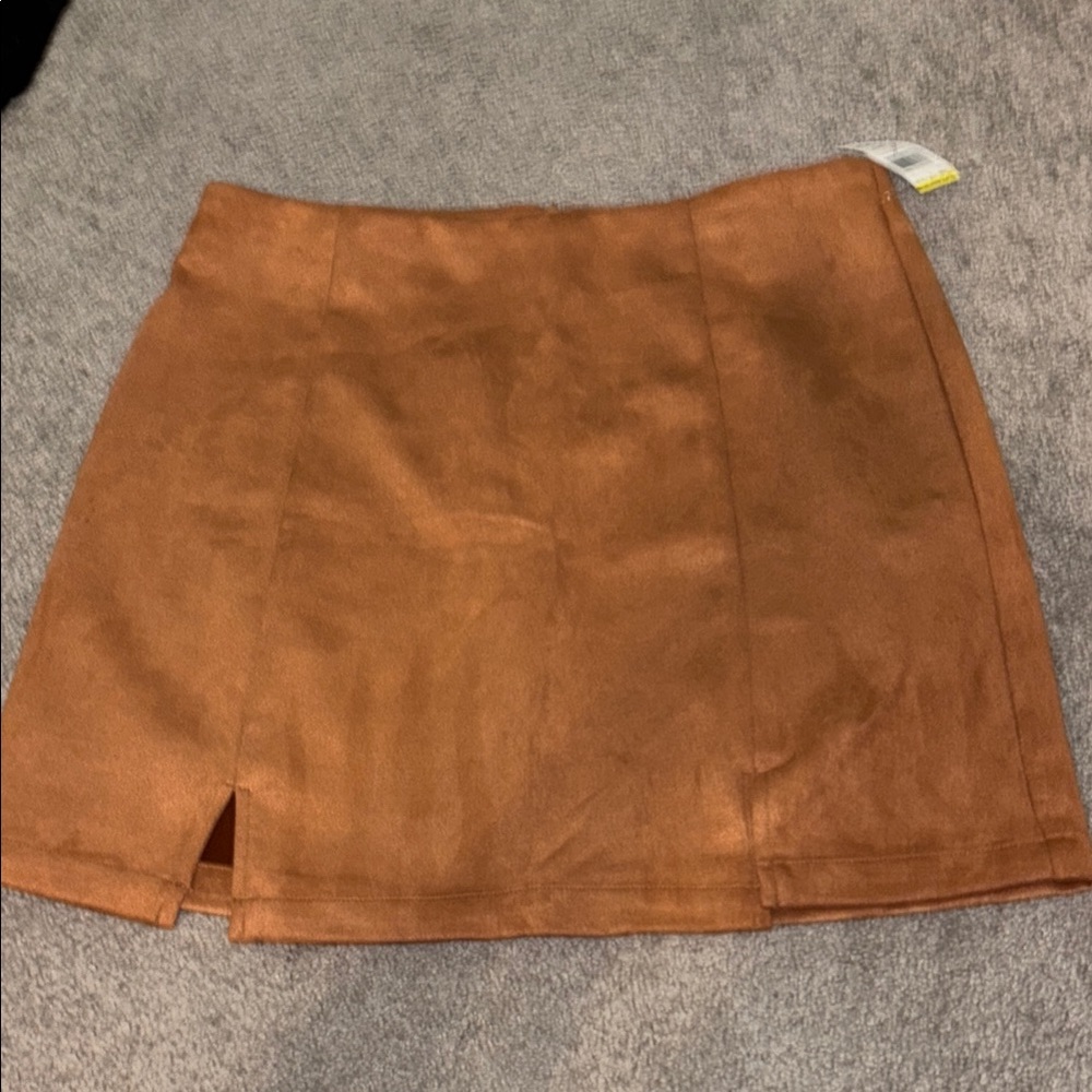 HYFVE Rust Brown Suede-Look Mini Skirt